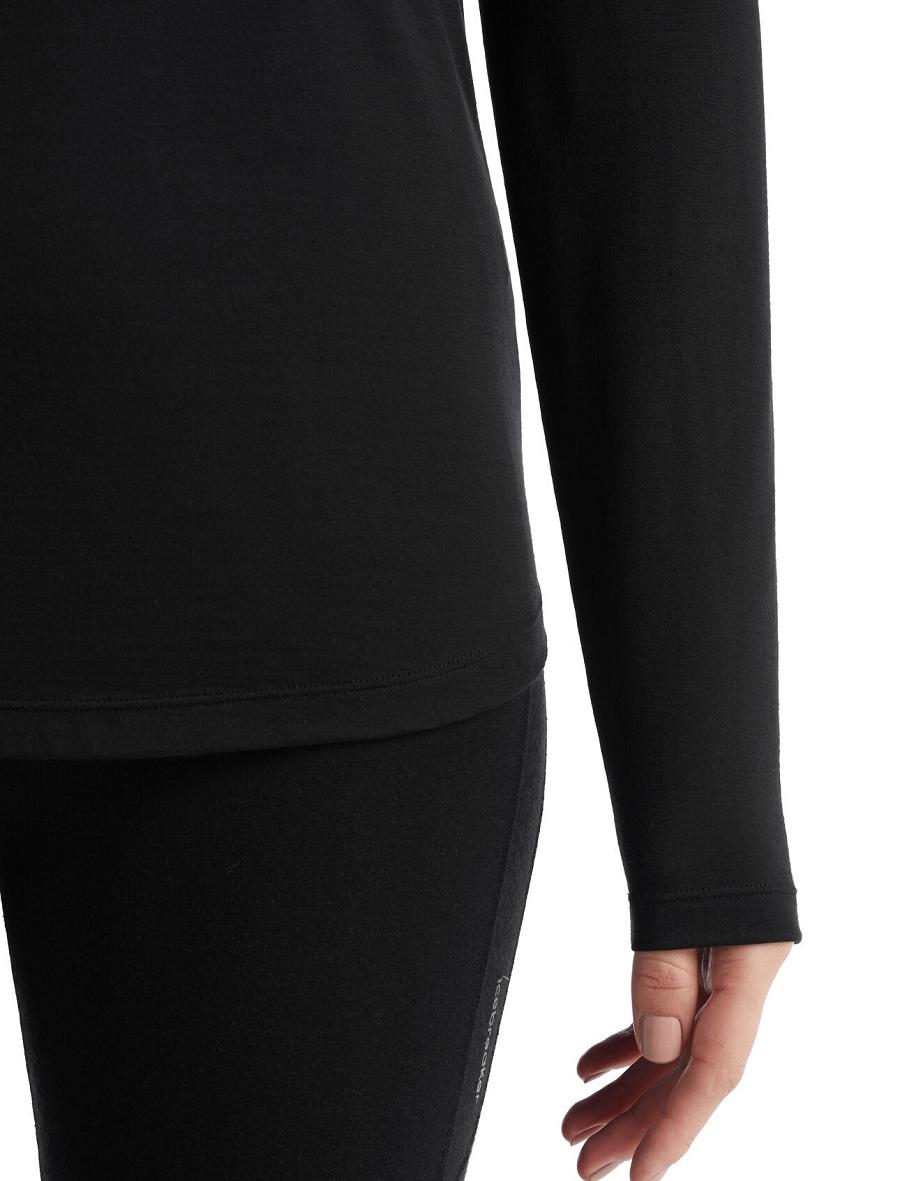 Women's Icebreaker Merino Sphere II T-Shirt Long Sleeve Black | CA 1303DFMN